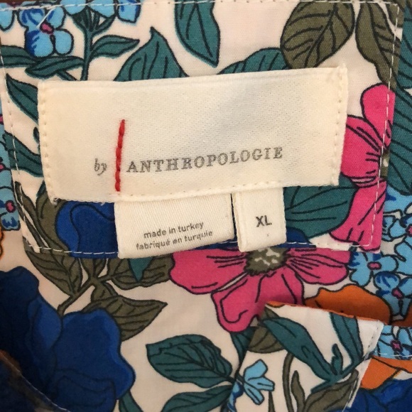 Anthropologie floral short puff sleeve, v neck, tiered dress, size XL - Picture 2 of 6